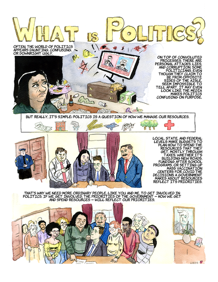 A three-panel comic called 